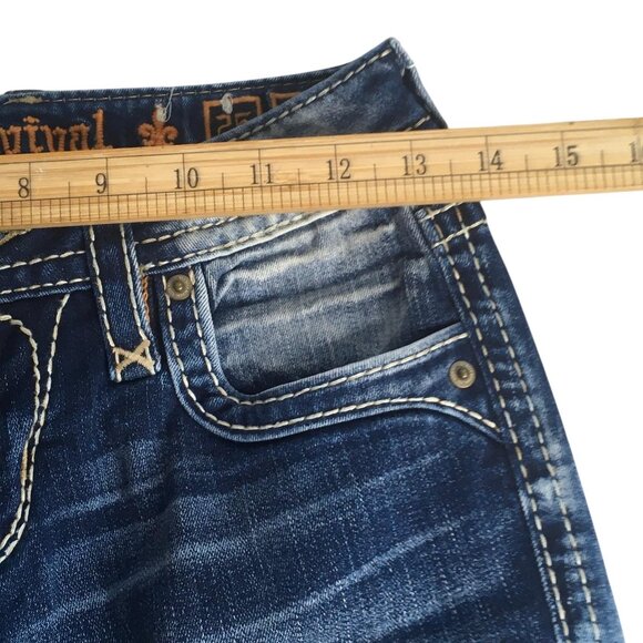 Rock Revival Jeans Womens 25 Alaina Blue  Skinny Distressed Embroidered Pockets - Picture 13 of 16